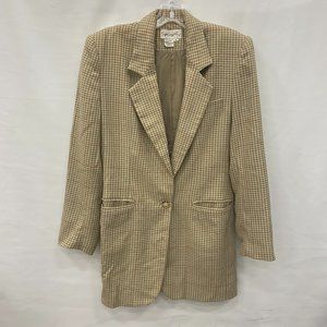 Spiegel - VINTAGE- Single Breasted Houndstooth Womens Blazer - ECU - Tan - Sz 6